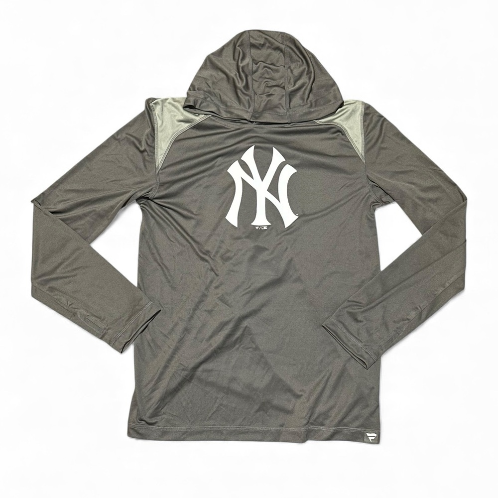 New York Yankees Fanatics Mens Performance Hoodie Shirt UPF Neck Gaiter Gray New